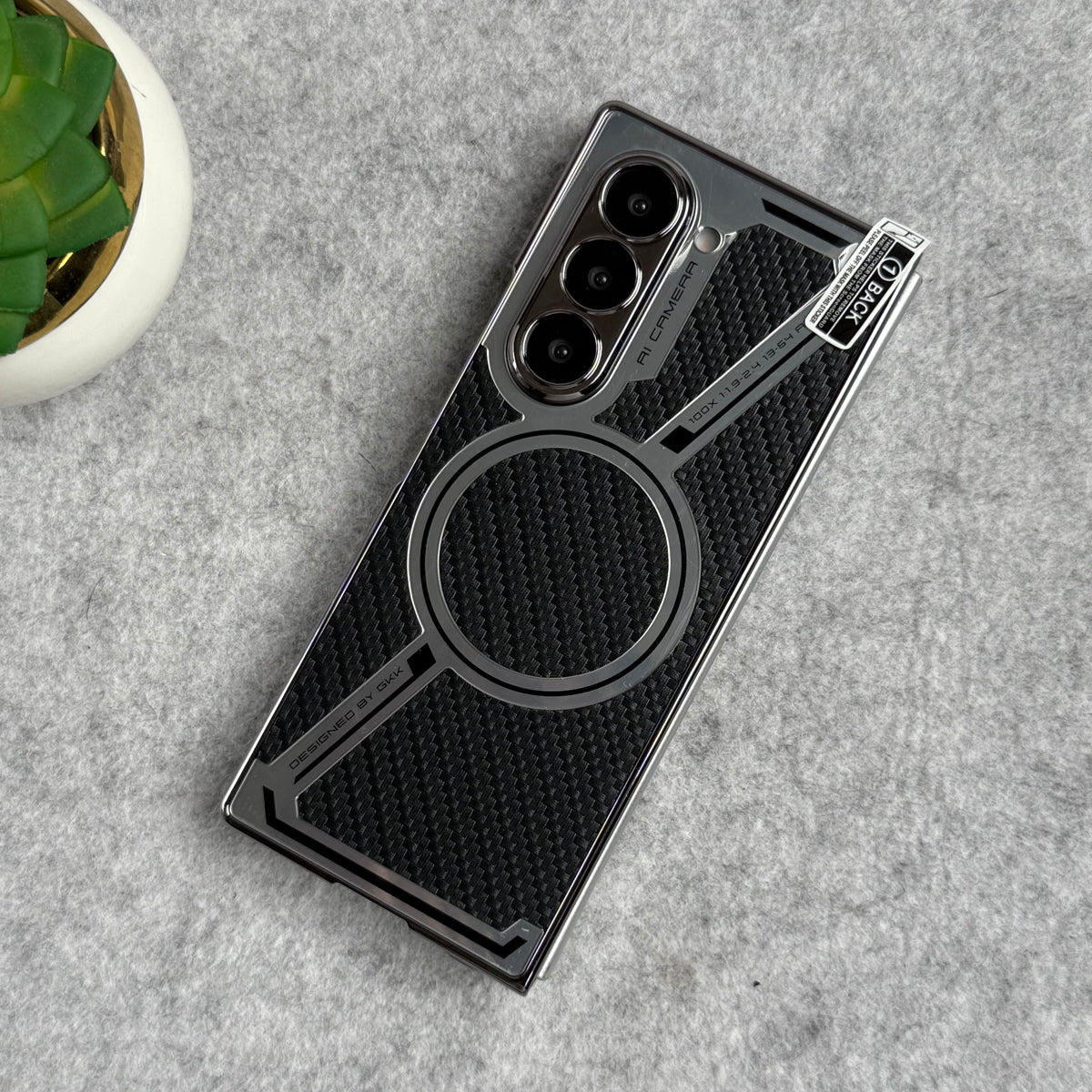 Samsung Galaxy Z Fold 6 Z Shaped Electroplated Magnetic PU Leather Case