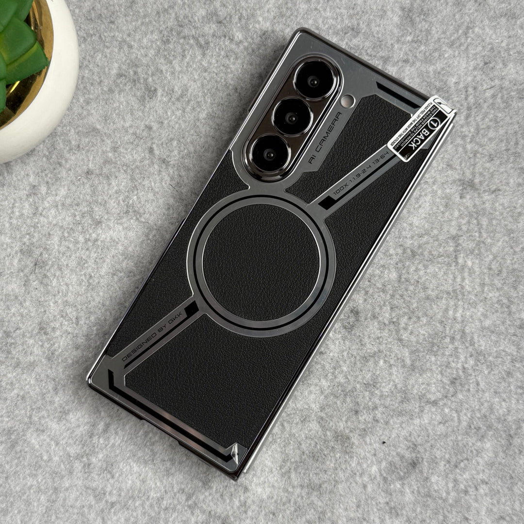 Samsung Galaxy Z Fold 6 Z Shaped Electroplated Magnetic PU Leather Case