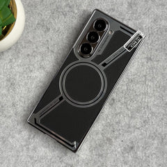 Samsung Galaxy Z Fold 6 Z Shaped Electroplated Magnetic PU Leather Case