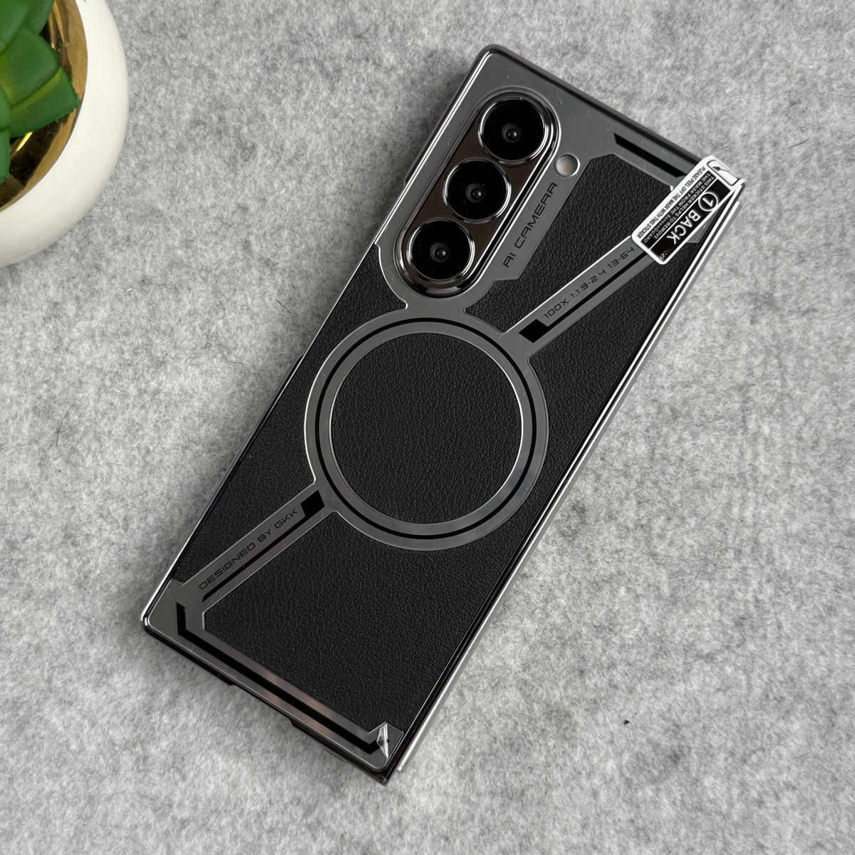 Samsung Galaxy Z Fold 6 Z Shaped Electroplated Magnetic PU Leather Case