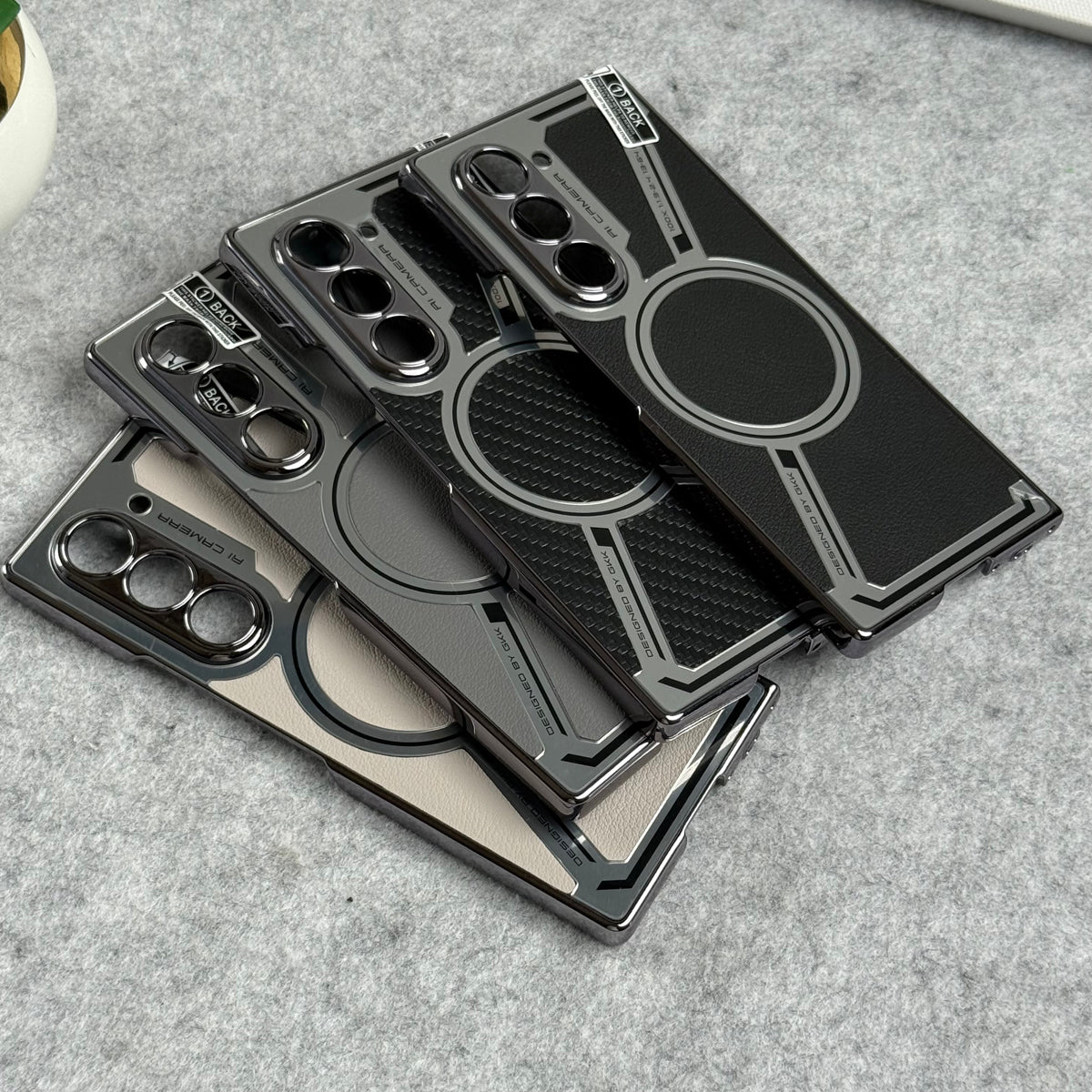Samsung Galaxy Z Fold 6 Z Shaped Electroplated Magnetic PU Leather Case