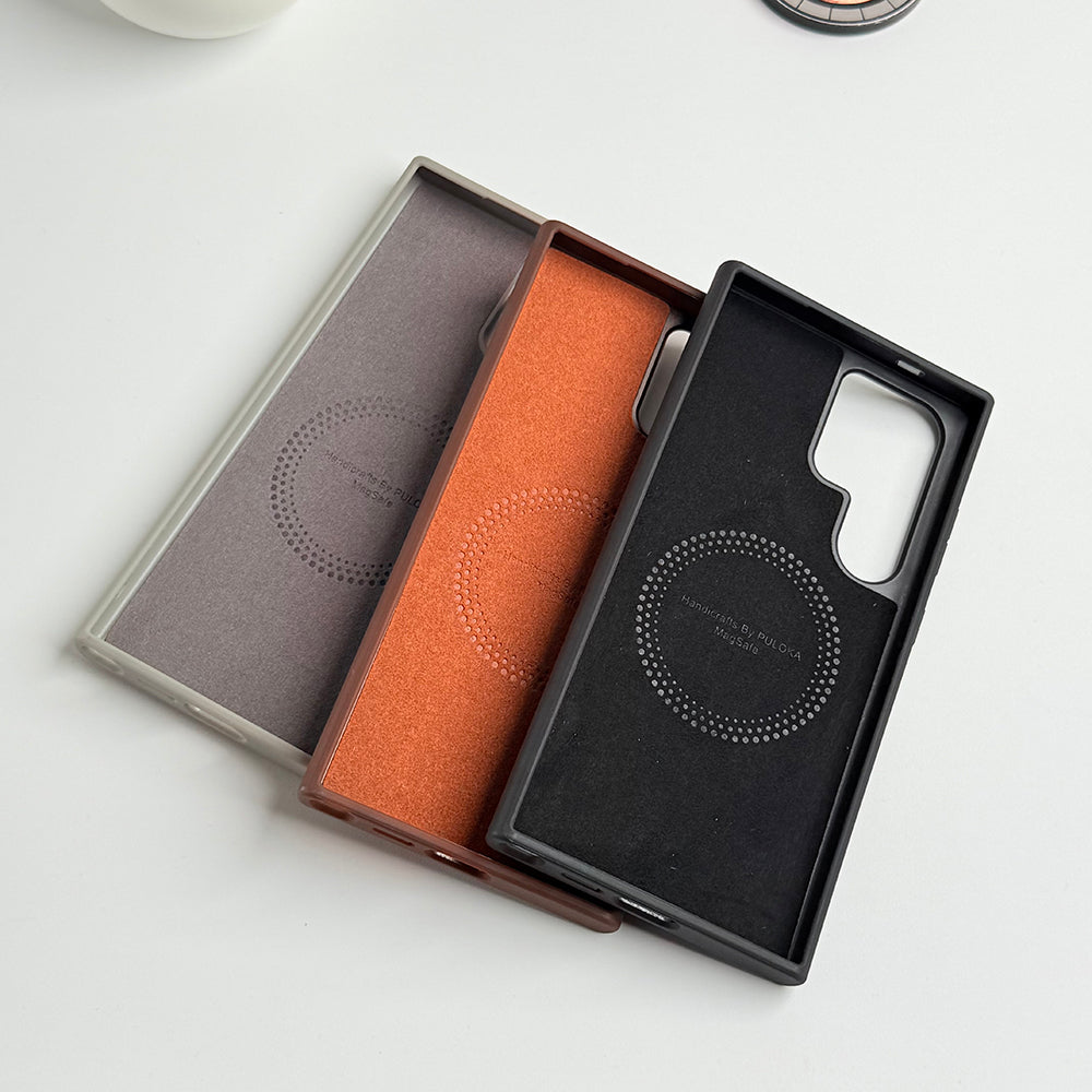 Samsung Galaxy S25 Ultra Premium PU Leather Metal MagSafe Ring Cover