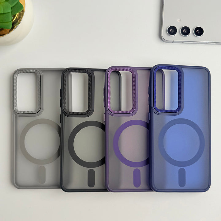 Samsung Galaxy S24 Smoke Magsafe Metal Camera Ring Case Cover