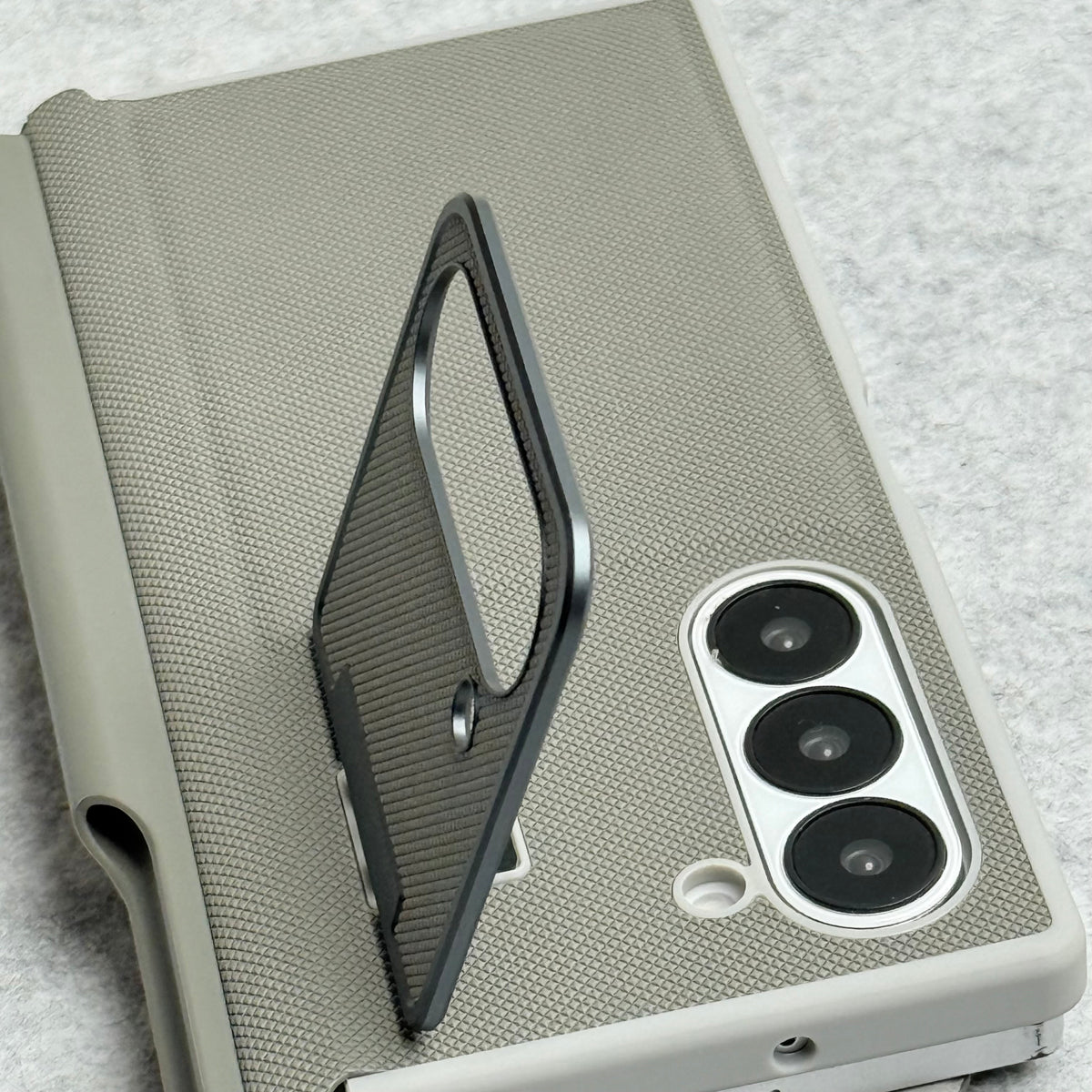 Samsung Galaxy Z Fold 6 Premium Leather Textured Flip Case with Metal Kick Stand Cover
