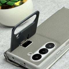 Samsung Galaxy Z Fold 6 Premium Leather Textured Flip Case with Metal Kick Stand Cover