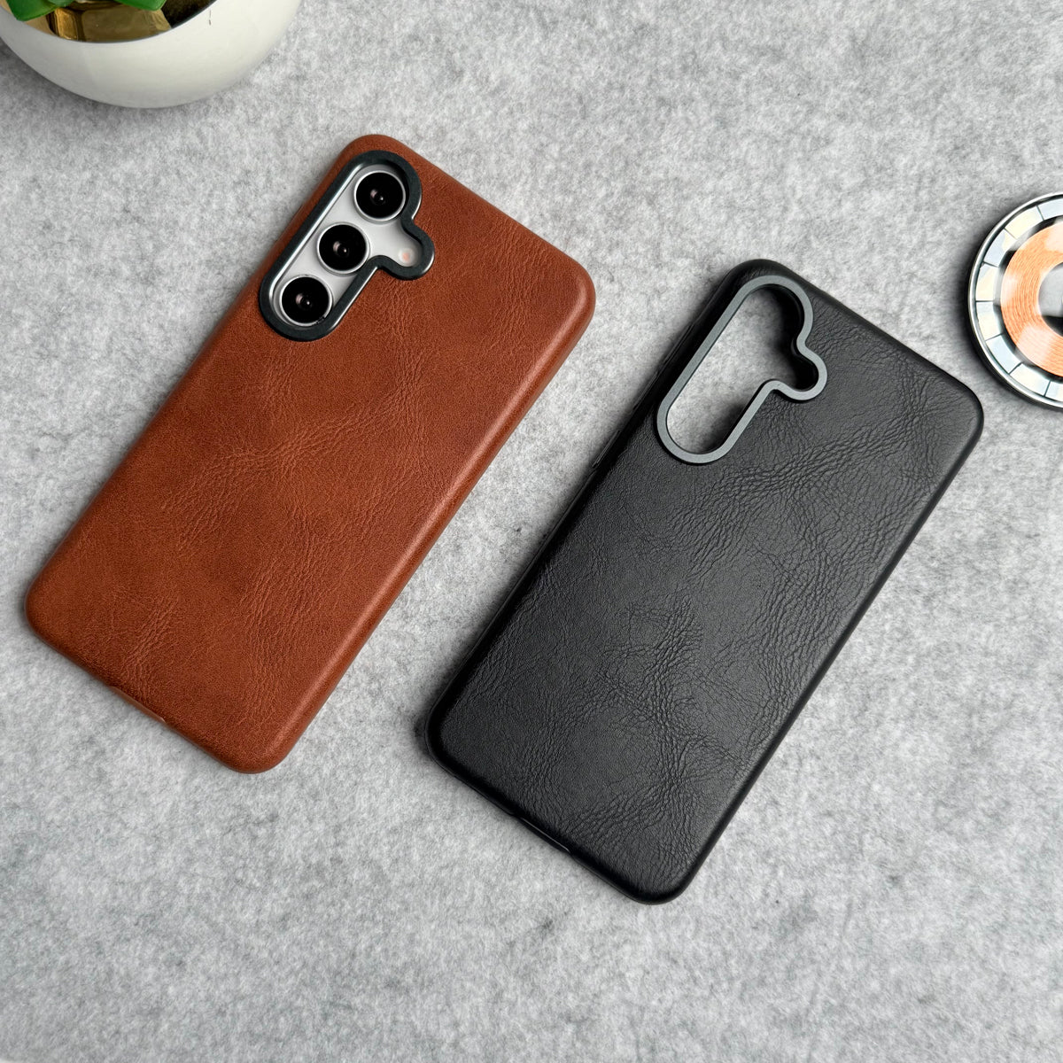 Samsung Galaxy S Series Texture Leather Camera Bumper Magsafe Cover