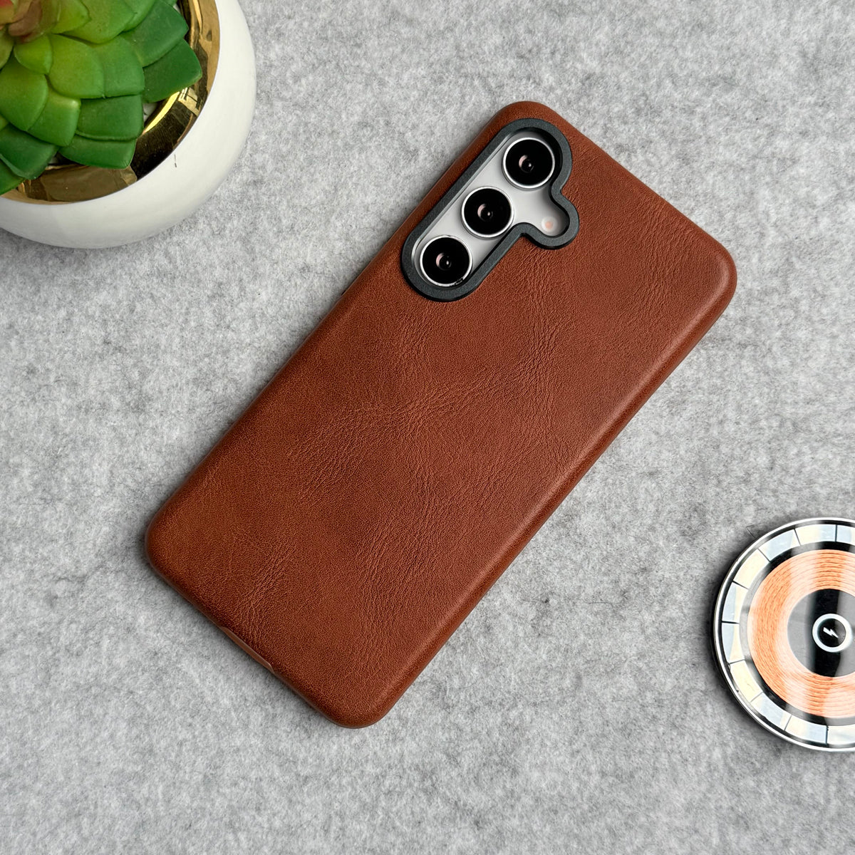 Samsung Galaxy S Series Texture Leather Camera Bumper Magsafe Cover