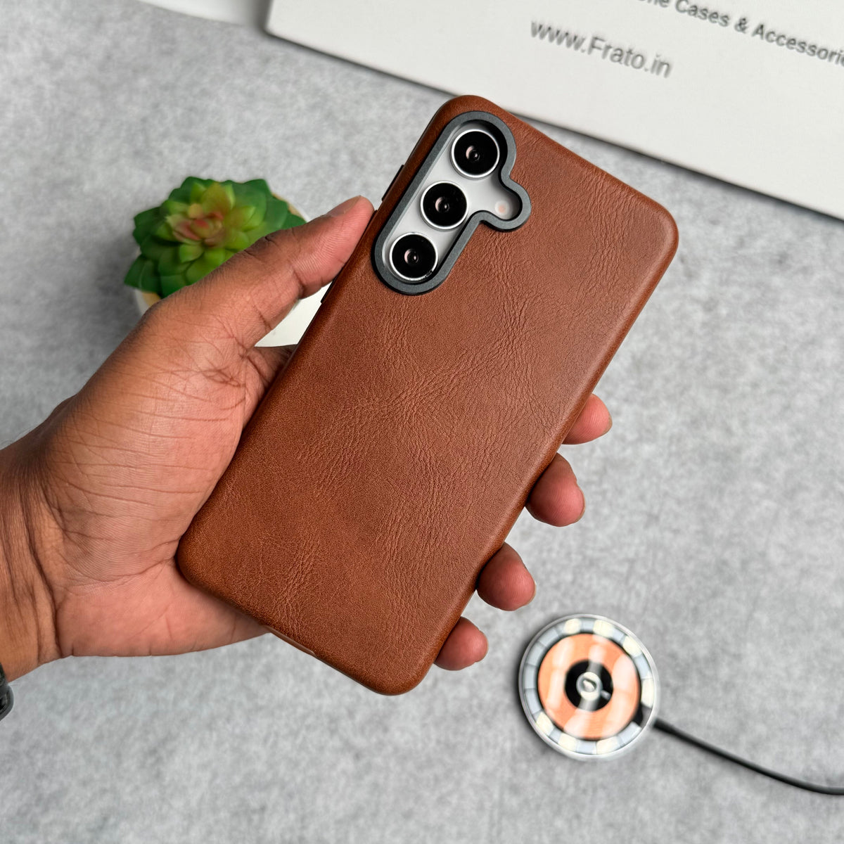 Samsung Galaxy S Series Texture Leather Camera Bumper Magsafe Cover