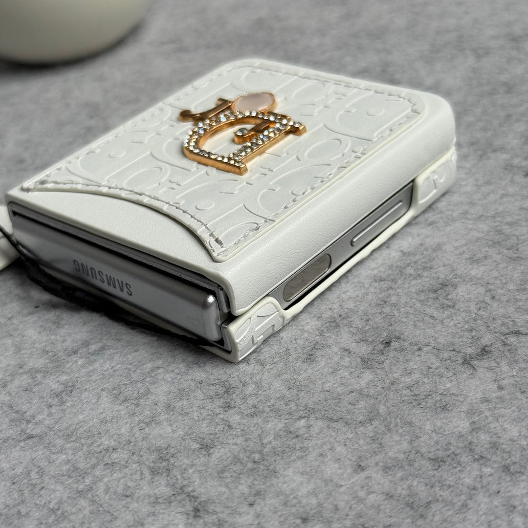 Samsung Galaxy Z Flip 6 Luxury DR Brand PU Leather Design Case Cover