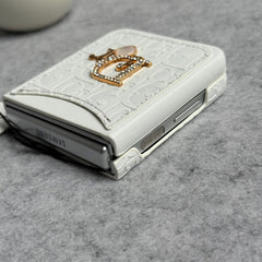 Samsung Galaxy Z Flip 6 Luxury DR Brand PU Leather Design Case Cover