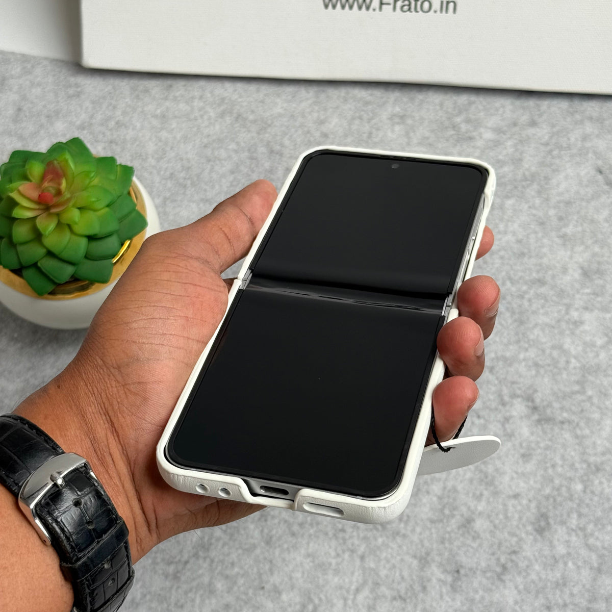 Samsung Galaxy Z Flip 6 Luxury DR Brand PU Leather Design Case Cover