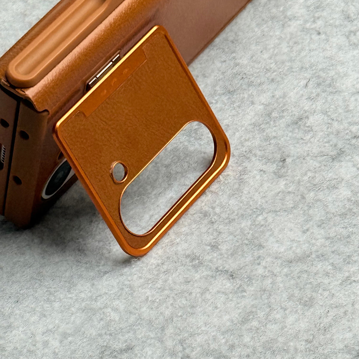 Samsung Galaxy Z Fold 6 Premium Leather Textured Flip Case with Metal Kick Stand Cover