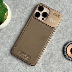 iPhone 16 Series Premium Metallic AeroFLex Aluminium Stitch Leather MagSafe Case