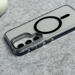 Samsung Galaxy S24 Transparent MagSafe Cover With Metal Camera Bump Kick Stand