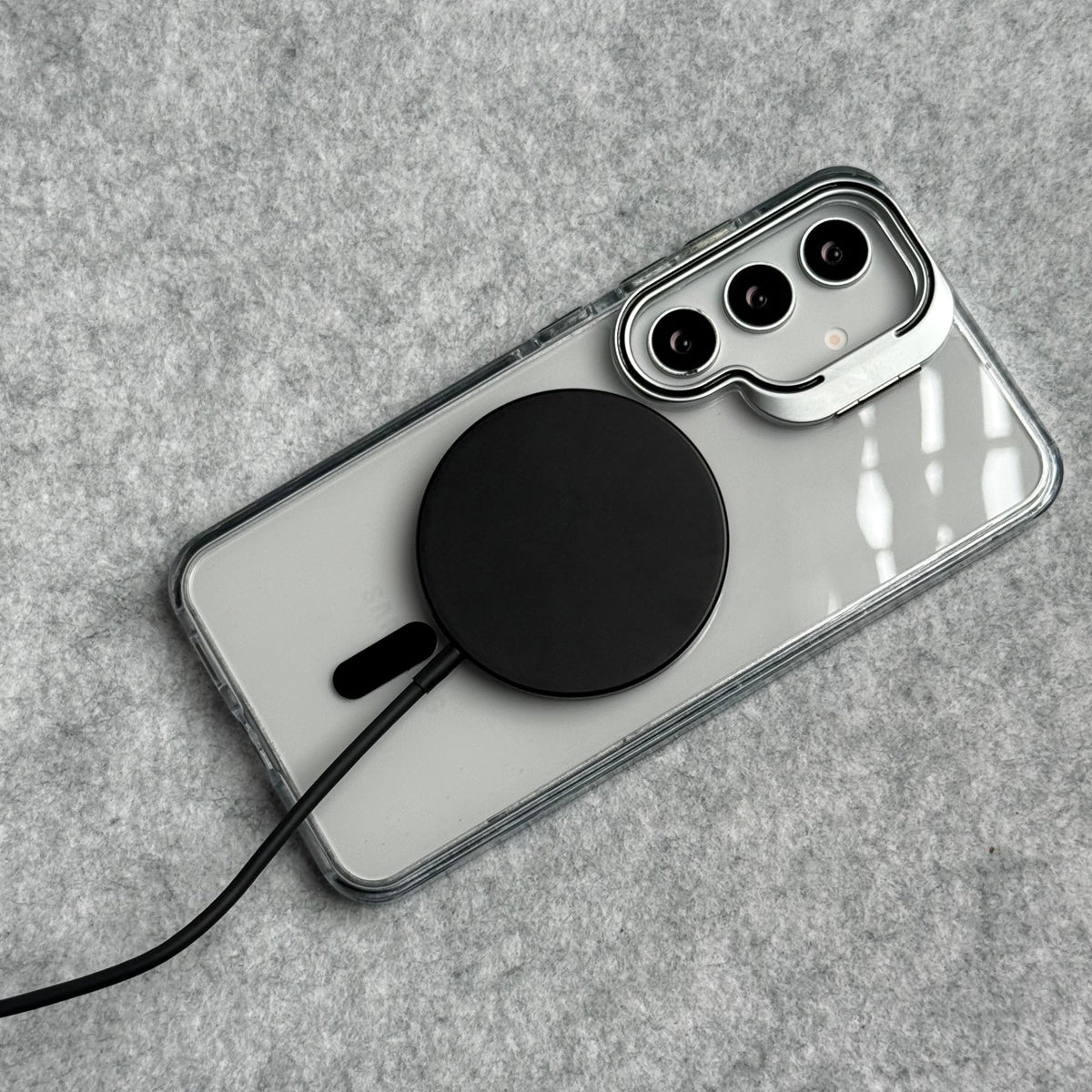 Samsung Galaxy S24 Transparent MagSafe Cover With Metal Camera Bump Kick Stand