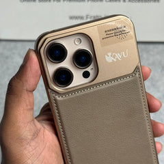 iPhone 16 Series Premium Metallic AeroFLex Aluminium Stitch Leather MagSafe Case