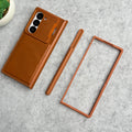 Samsung Galaxy Z Fold 5 Premium Leather Textured Flip Case with Metal Kick Stand Cover