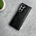 Samsung Galaxy Z Fold 6 PU Leather Chrome Plated Front Screen Protector Case Cover
