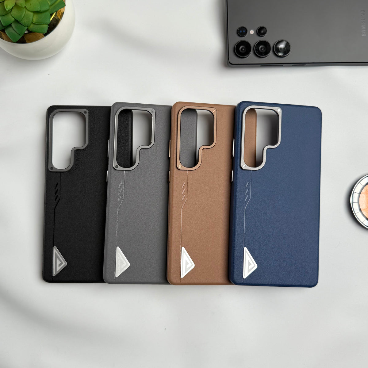 Samsung Galaxy S25 Ultra Leather Texture MagSafe PVC NUIU Case With Metal Camera Bump