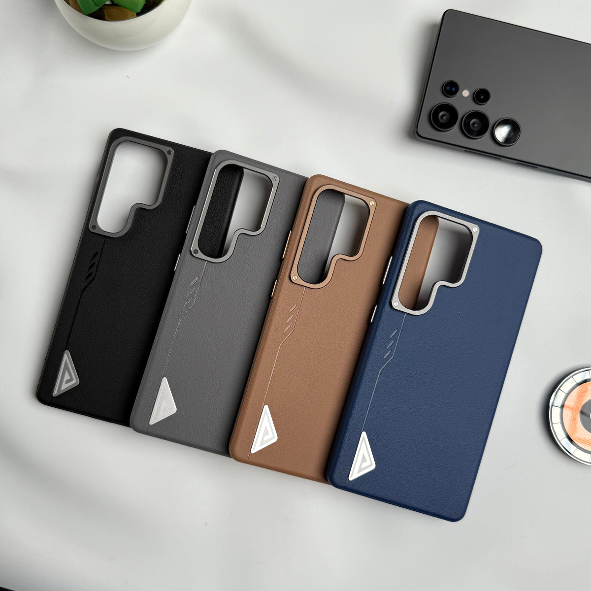 Samsung Galaxy S25 Ultra Leather Texture MagSafe PVC NUIU Case With Metal Camera Bump