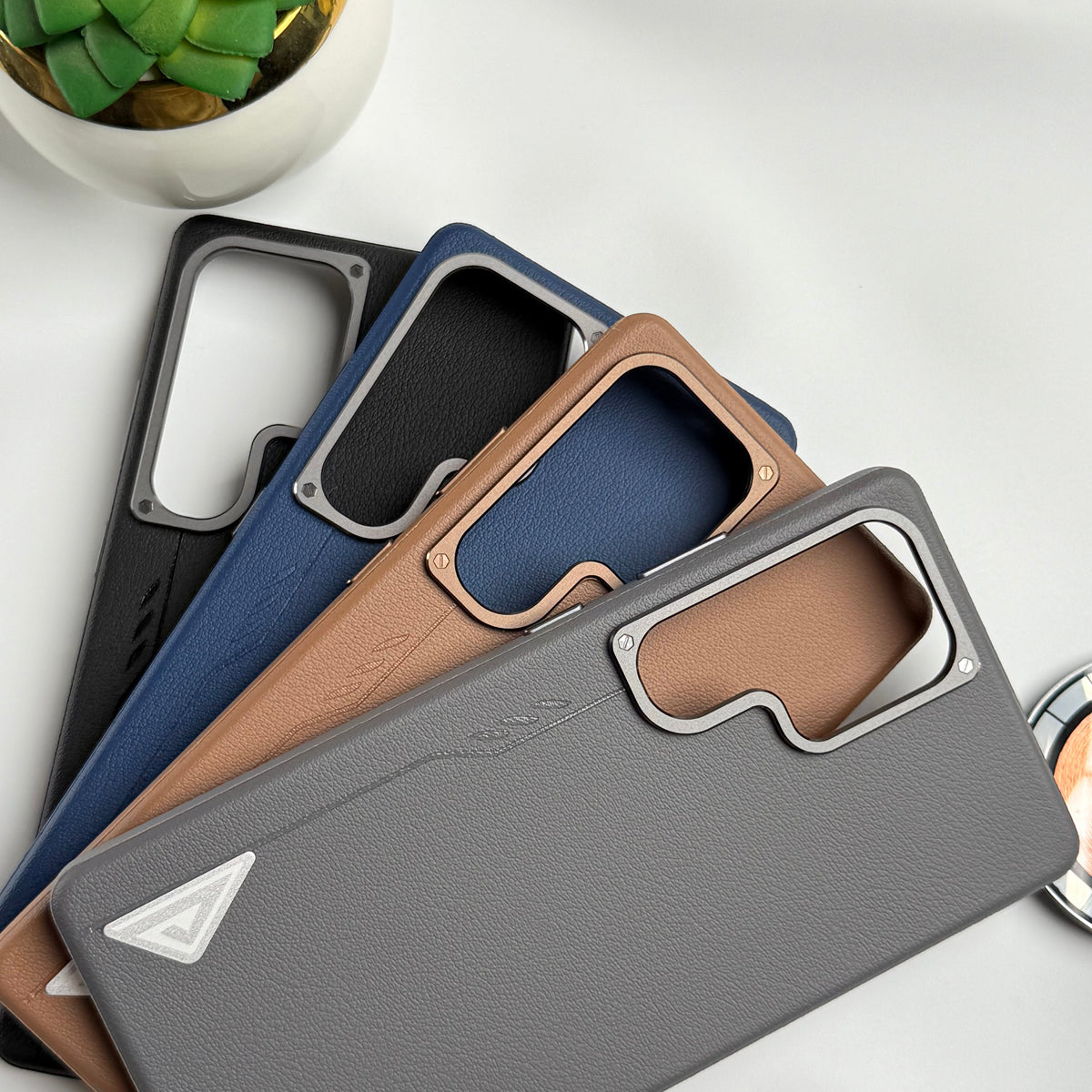 Samsung Galaxy S25 Ultra Leather Texture MagSafe PVC NUIU Case With Metal Camera Bump