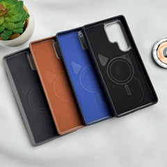 Samsung Galaxy S25 Ultra Leather Texture MagSafe PVC NUIU Case With Metal Camera Bump