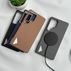 Samsung Galaxy S25 Ultra Leather Texture MagSafe PVC NUIU Case With Metal Camera Bump