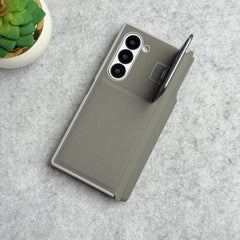 Samsung Galaxy Z Fold 6 Premium Leather Textured Flip Case with Metal Kick Stand Cover