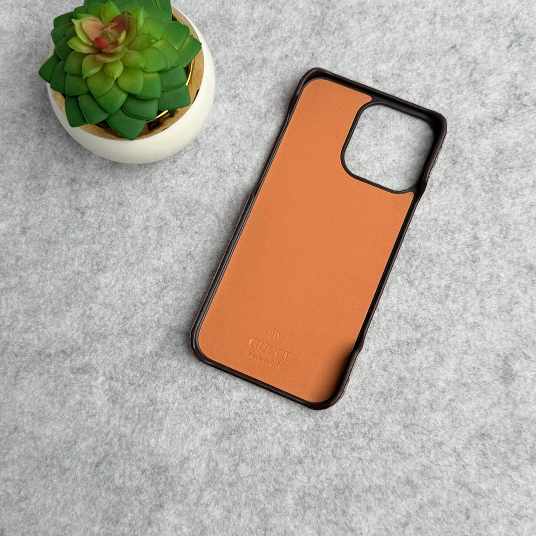 iPhone Luxury GG Pattern PU Leather Case Cover (Beige)