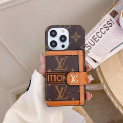 iPhone 15 Series Luxury Brand Cardholder Crossbody Sling Strap Case