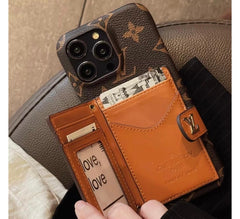 iPhone 15 Series Luxury Brand Cardholder Crossbody Sling Strap Case
