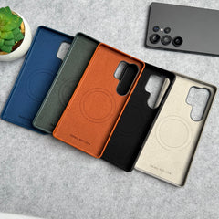 Samsung Galaxy S26 Ultra Premium PU Leather MagSafe Case With Aluminium Camera Bump