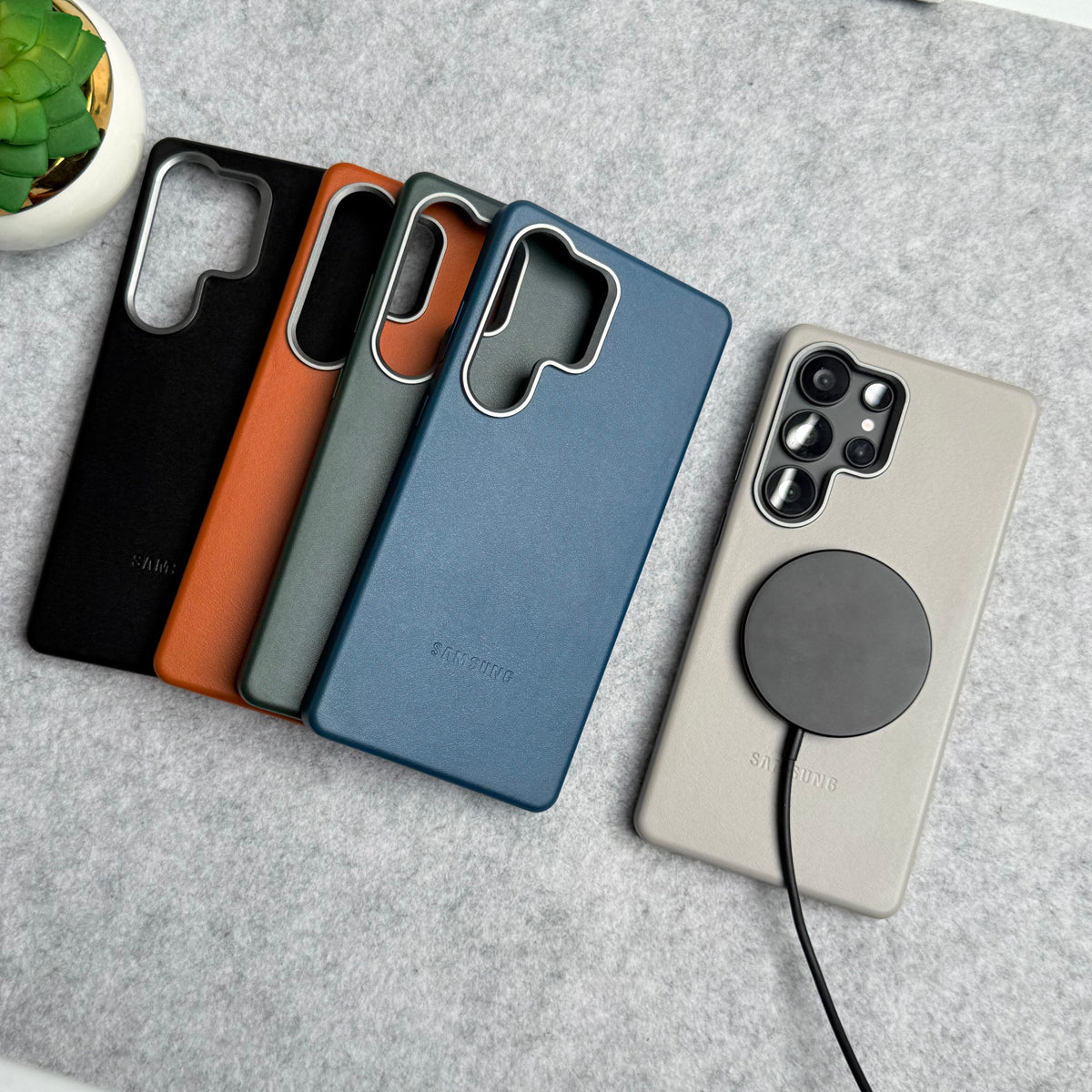 Samsung Galaxy S26 Ultra Premium PU Leather MagSafe Case With Aluminium Camera Bump