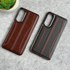 Samsung Galaxy S25 Edge PU Leather Stitch Chrome Case Cover