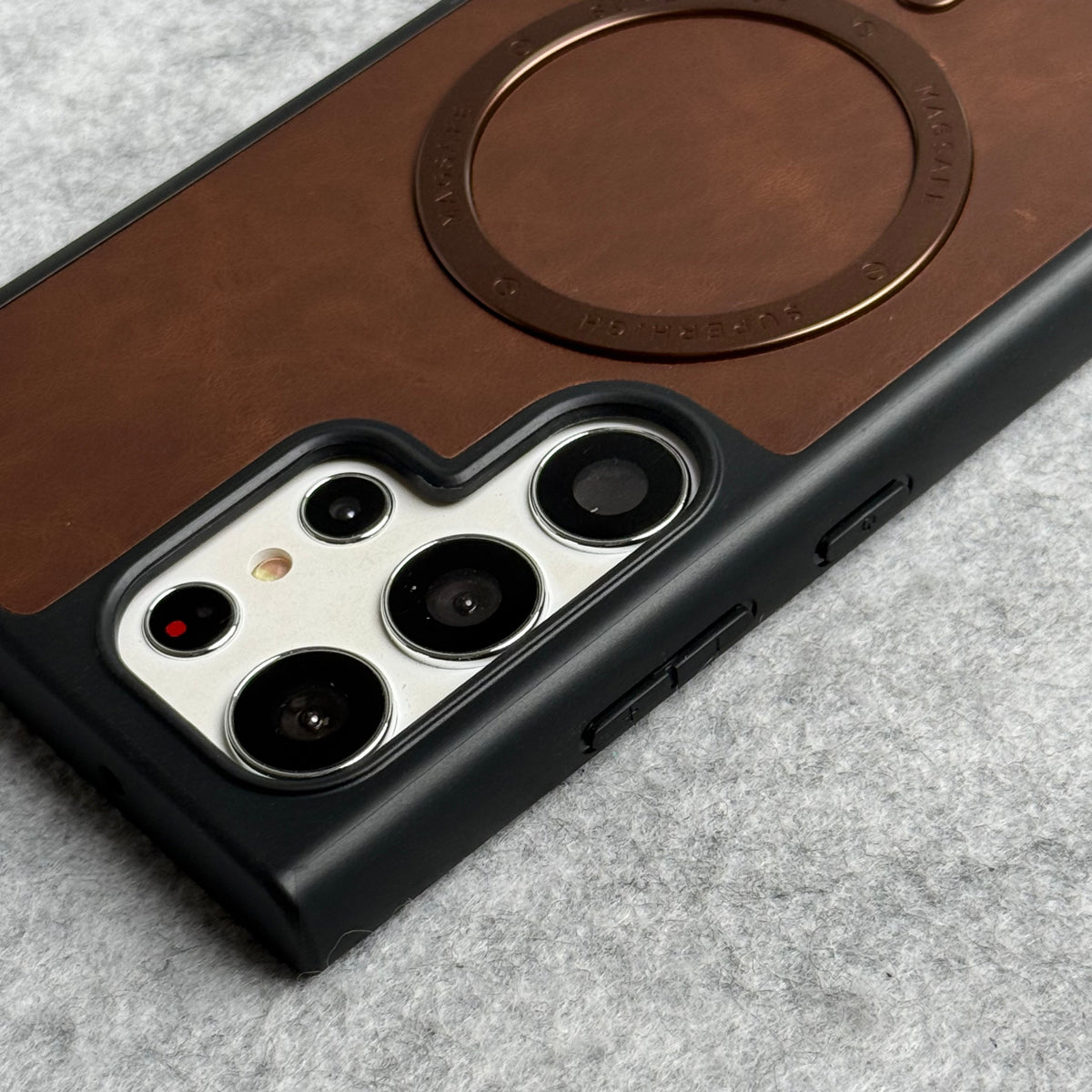 Samsung Galaxy S23 Ultra Premium PU Leather Metal MagSafe Ring Cover