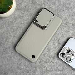 iPhone 15 Series Metal Camera Cap Stand Case Cover (WHITE)