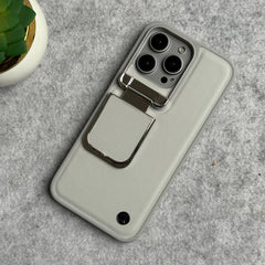 iPhone 15 Series Metal Camera Cap Stand Case Cover (WHITE)