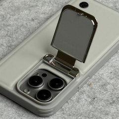 iPhone 15 Series Metal Camera Cap Stand Case Cover (WHITE)