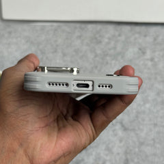 iPhone 15 Series Metal Camera Cap Stand Case Cover (WHITE)