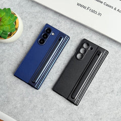 Samsung Galaxy Z Fold 5 Leather Plating front Glass Protected Hinge Case Folding Cover