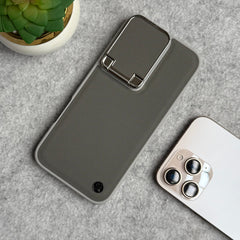 iPhone 16 Series Metal Camera Cap Stand Case Cover (Gray)