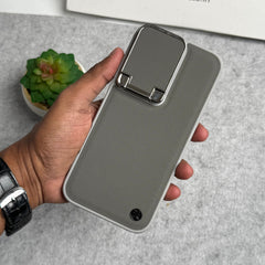 iPhone 16 Series Metal Camera Cap Stand Case Cover (Gray)