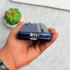 Samsung Galaxy Z Fold 5 Leather Plating front Glass Protected Hinge Case Folding Cover