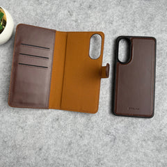 Samsung Galaxy S25 Edge Leather Flip 2 in 1 Detachable Front and Back Wallet Case Cover