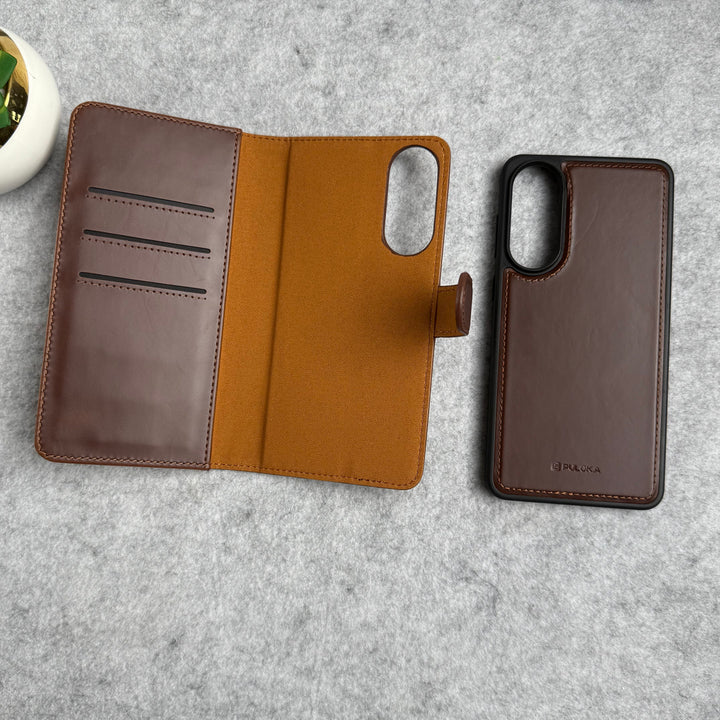 Samsung Galaxy S25 Edge Leather Flip 2 in 1 Detachable Front and Back Wallet Case Cover