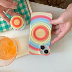 iPhone Rainbow Pattern With Magsafe Holder Magnetic Wireless Charging Phone Cover Case