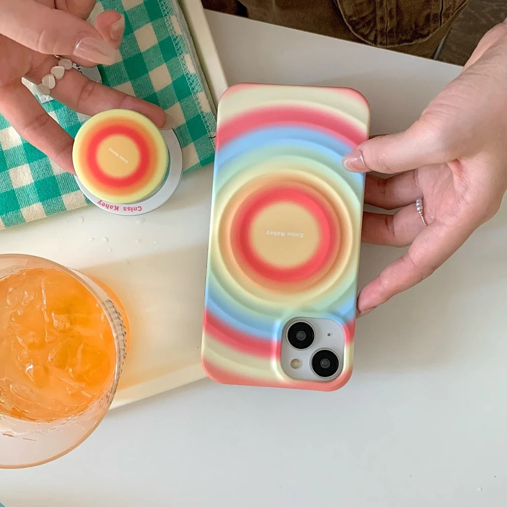 iPhone Rainbow Pattern With Magsafe Holder Magnetic Wireless Charging Phone Cover Case