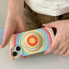 iPhone Rainbow Pattern With Magsafe Holder Magnetic Wireless Charging Phone Cover Case