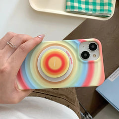 iPhone Rainbow Pattern With Magsafe Holder Magnetic Wireless Charging Phone Cover Case