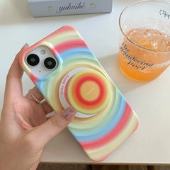 iPhone Rainbow Pattern With Magsafe Holder Magnetic Wireless Charging Phone Cover Case